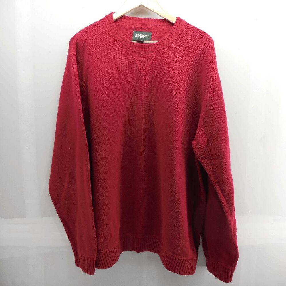 Vintage Hong Kong Made Eddie‎ Bauer Cotton Red Sweater Menx 2XL Cotton EUC